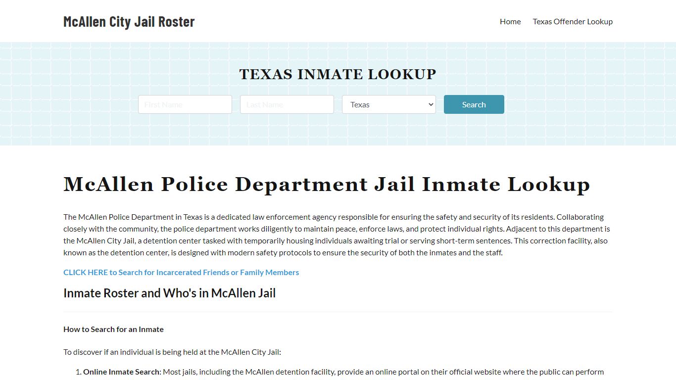 McAllen Police Department & City Jail, TX Inmate Roster, Arrests, Mugshots