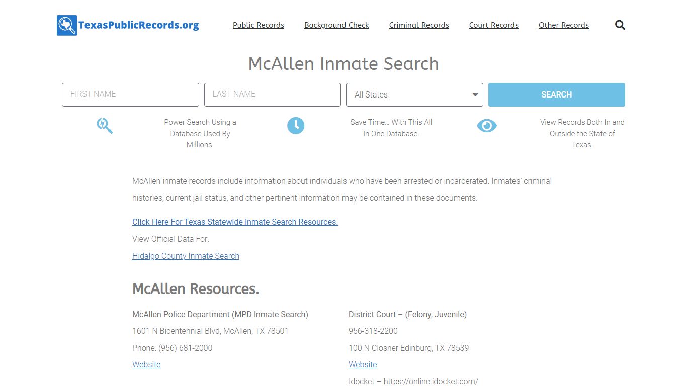 McAllen Inmate Search - MPD Current & Past Jail Records